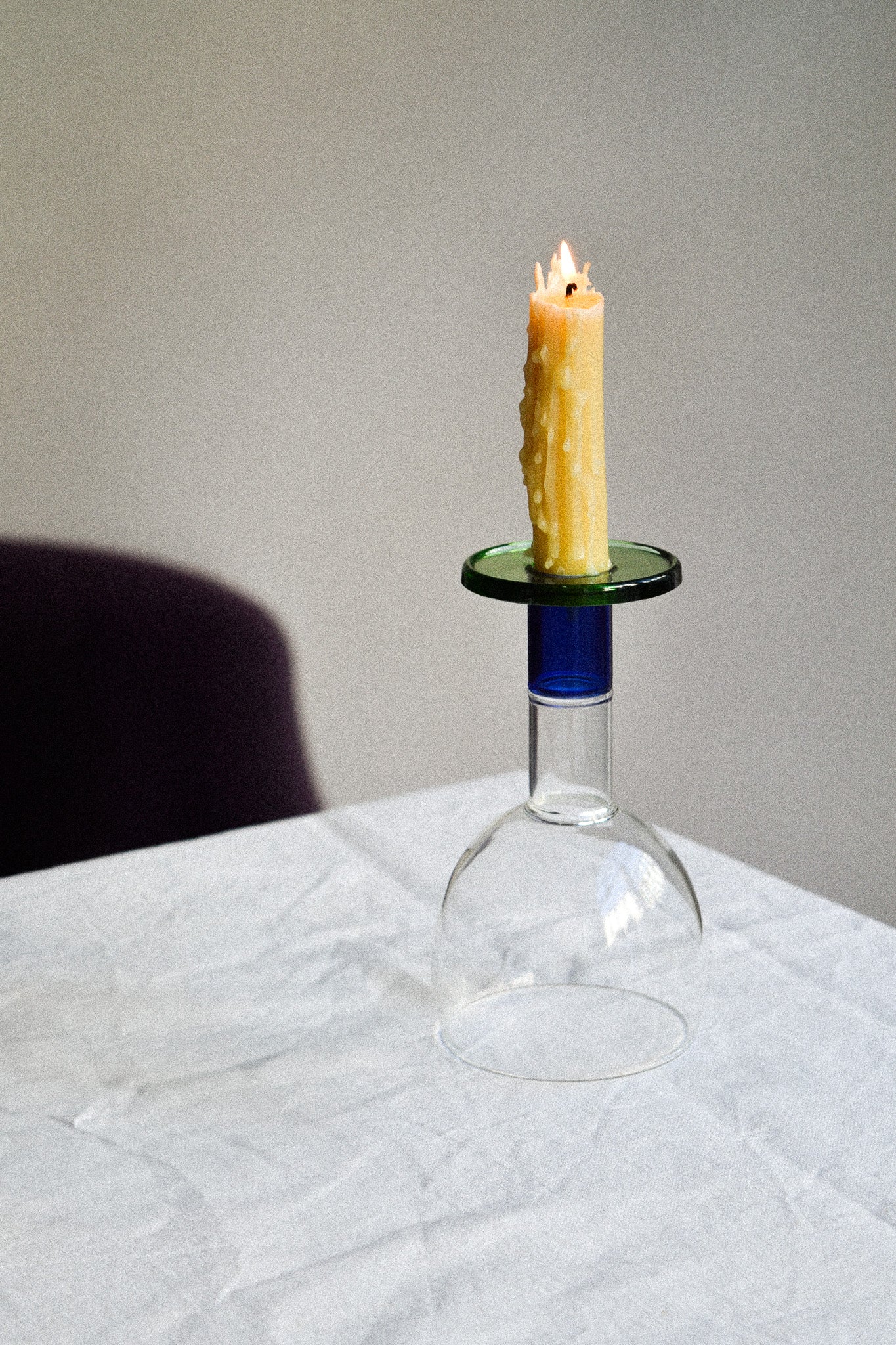 Wine Candle Glass - Green & Ink Blue