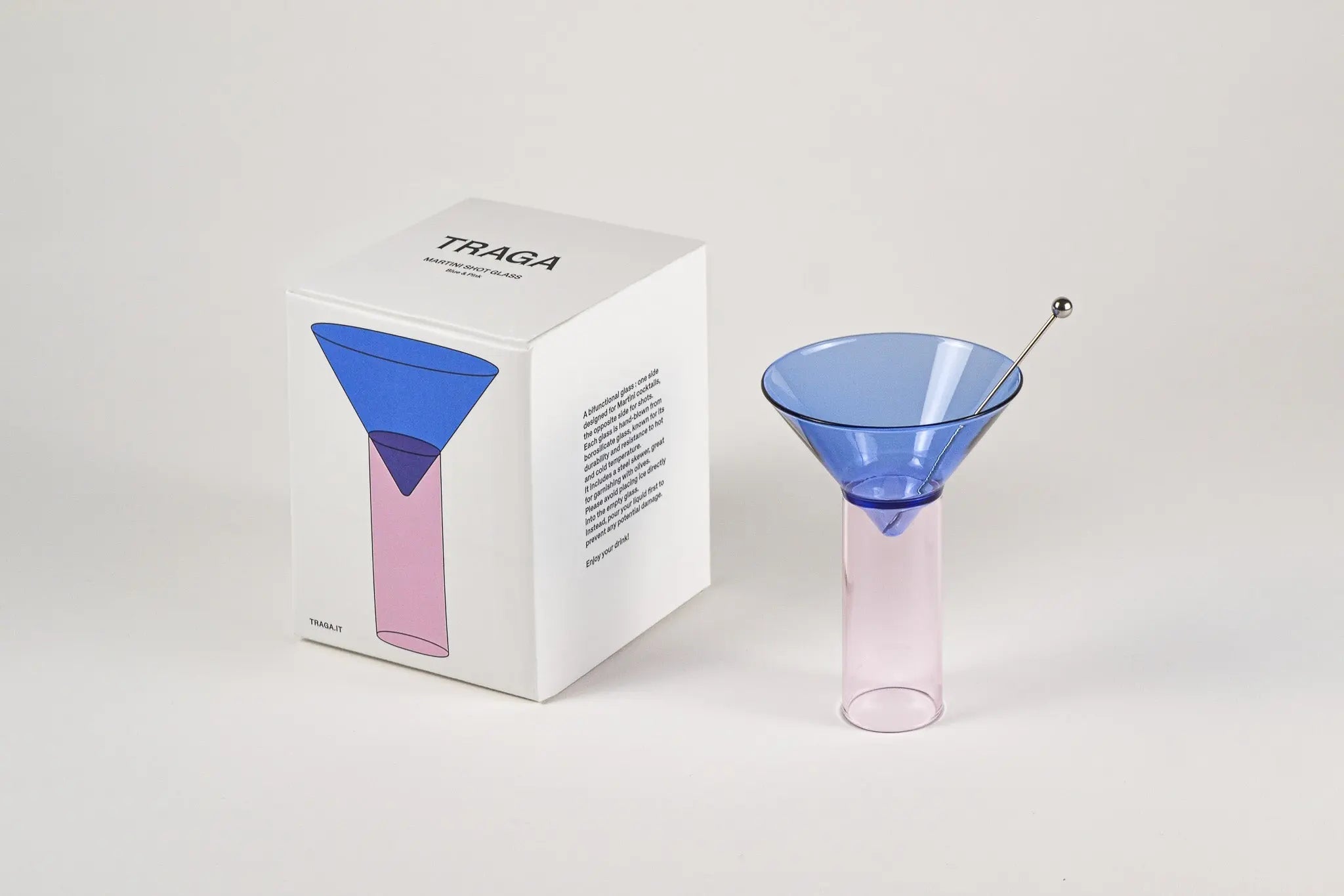 Martini Shot Glass - Blue & Pink - TRAGA